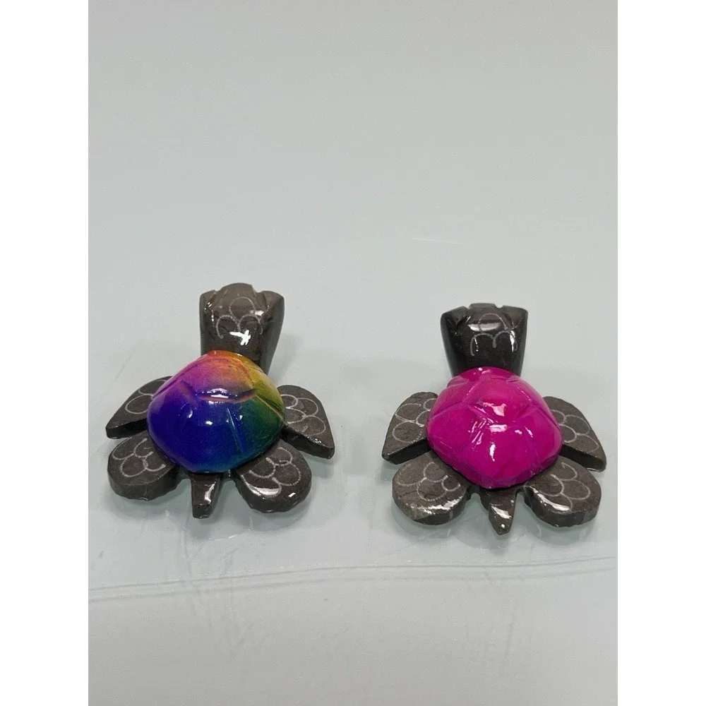 Handcrafted Ecuador Stone‎ Sea Turtle Pair Coastal Nautical Beach House Decor